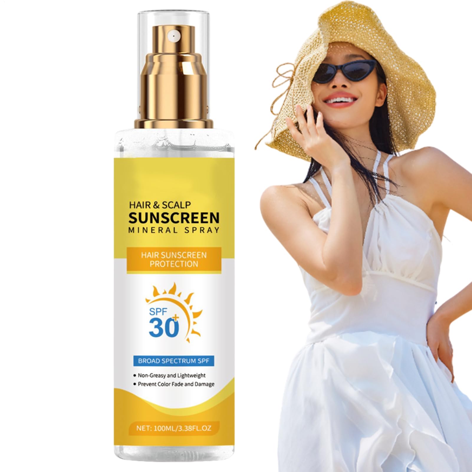 Scalp Screen Spray, 100 ml SPF 30 włosów i mgiełka przeciwsłoneczna, ochrona przed promieniowaniem UV na plażę i na zewnątrz, pielęgnacja skóry w pełnym rozmiarze dla kobiet i mężczyzn, ochrona