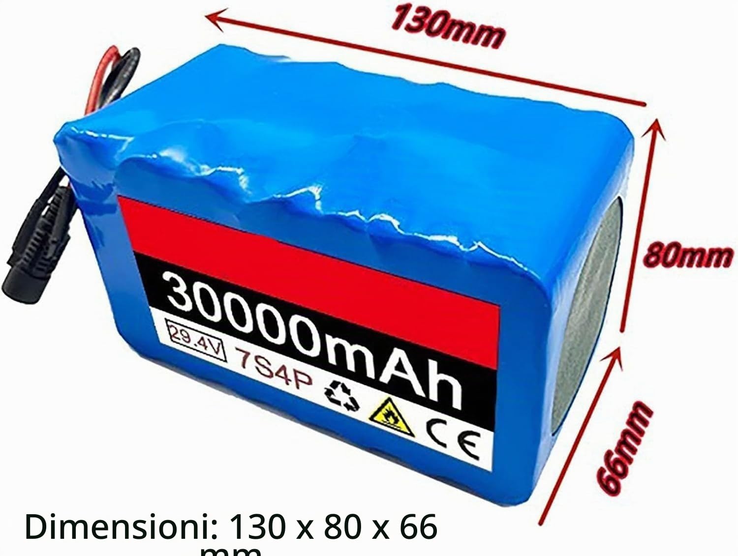 Batteria per Bici elettrica da 29,4 V 30 Ah, Batteria agli ioni di Litio da 24 V 7S4P per Bici elettrica, Scooter Elettrico con Motore da 50 W-500 W, con BMS da 20 A e caricabatteria T