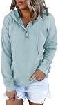 Eniloyal Hoodies for Women Pullover Light Sweaters Button Up Casual Long Sleeve Sweatshirts Fall Clothes Tops with Pockets