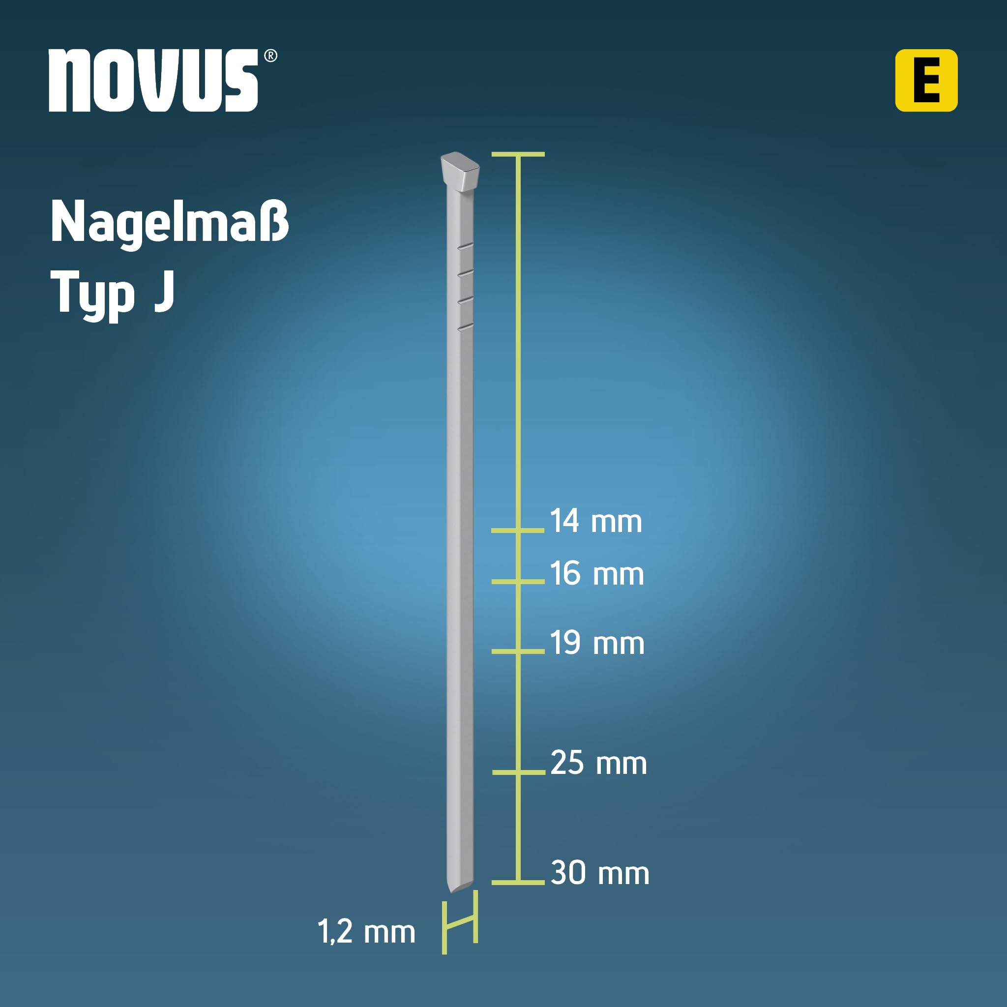 Novus Tools 044-0090 E Chiodo tipo J, grigio, 19 mm