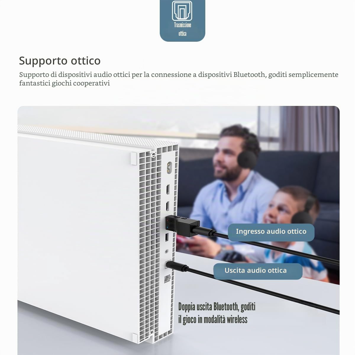 Isobel Trasmettitore USB Bluetooth 5.0 con ingresso ottico digitale, adattatore audio wireless a bassa latenza Aux per TV PC Switch PS Xbox Console 2 dispositivi contemporaneamente