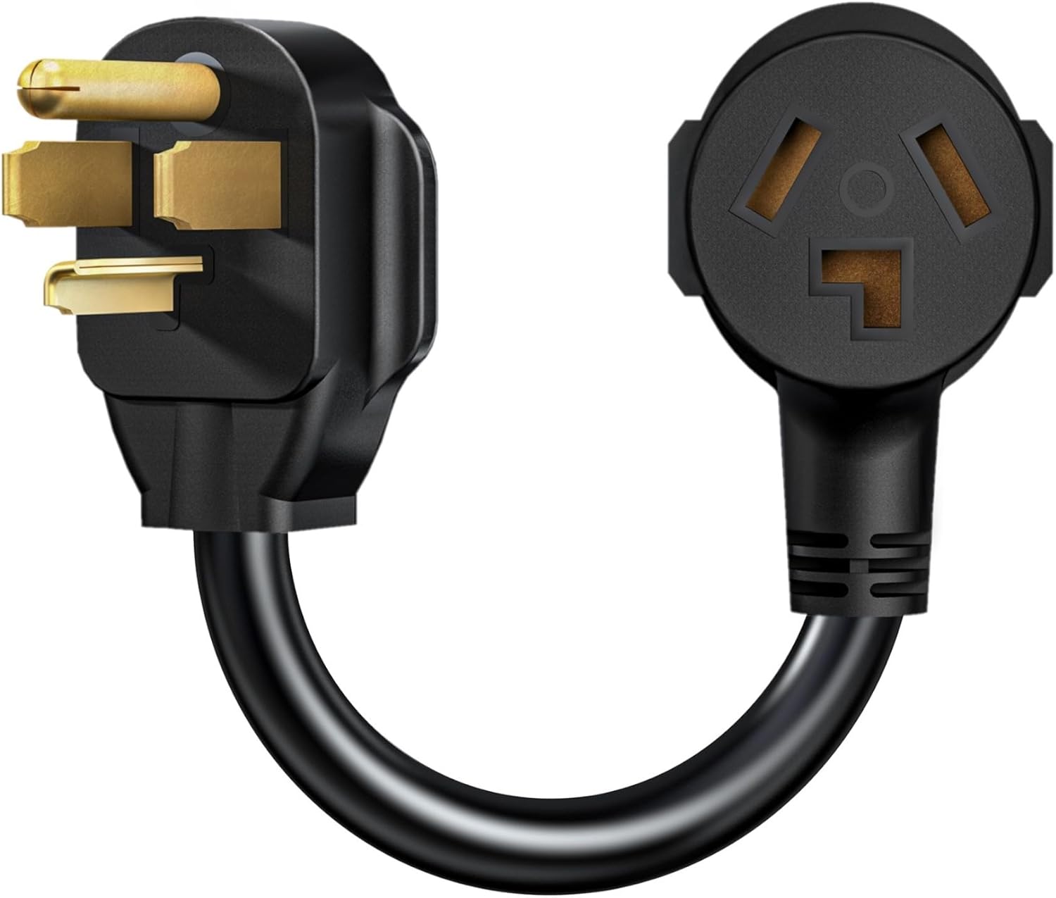 4 Prong to 3 Prong Dryer Plug Adapter with Green Ground Wire, Connects 4-Prong New Dryer Female to 3 Prong Old Dryer Male Receptacle, 10-30P to 14-30R Dryer Adapter