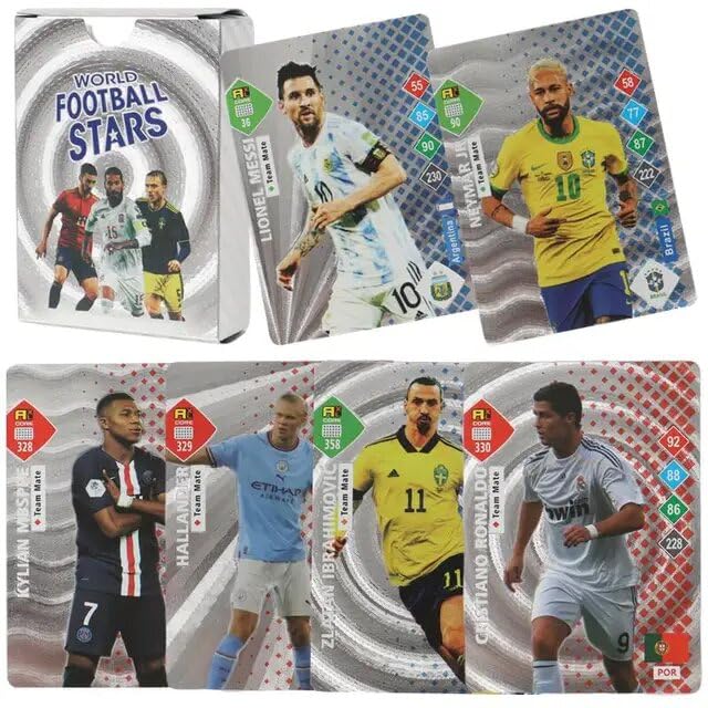 Generic 55 PCS Soccer Cards of Football Stars, Silver, Waterproof & Frosted Structure, Ages 36+, Modern Style, Unisex, Sports Theme, English Language