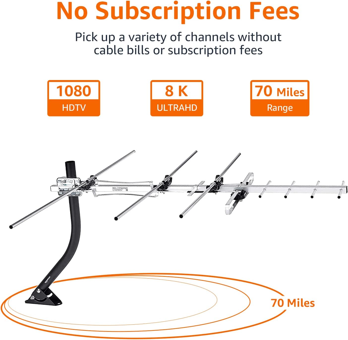 Amazon Basics HDTV Digital Outdoor TV Antenna with Mounting Pole