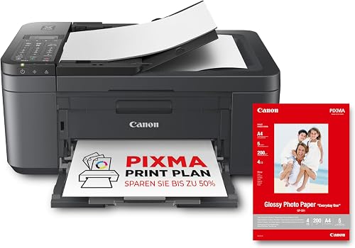 Canon PIXMA TR4755i Multifunction Printer 4-in-1 (Inkjet, Printing, Copying, Scanning, Faxing, A4, 20 Sheets ADF, Compatible with Pixma Print Plan) Black - Includes GP-501 A4 Photo Paper, 5 Sheets - 1