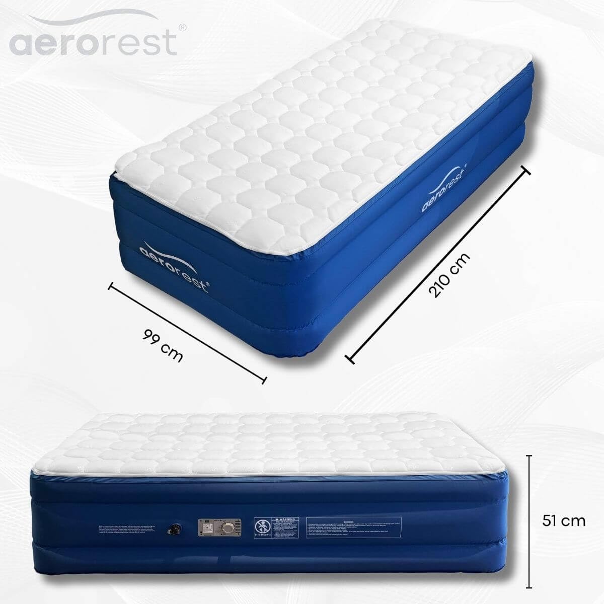 Colchón Inflable Cloud Top Individual | 210 cm de Largo | Funda Protectora Desmontable