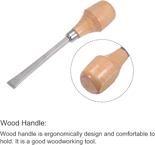 Miniatura 4 de uxcell Cuchillo para tallar cinceles de madera, 0.394 in cromado 45 # acero al carbono punta plana herramienta de mano para carpintería Graver 5.118