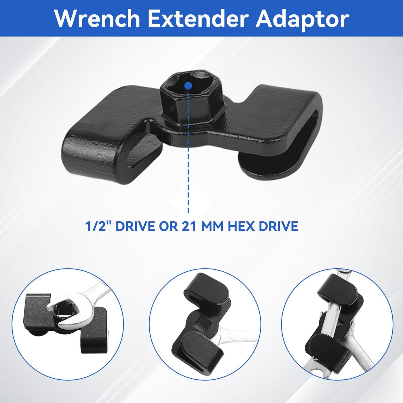 Universal Wrench Extender - 15 Inch Long Wrench Extension with 1/2 Inch Hole and 1/2 Inch Drive & 21 Mm Hex - Adjustable Torque