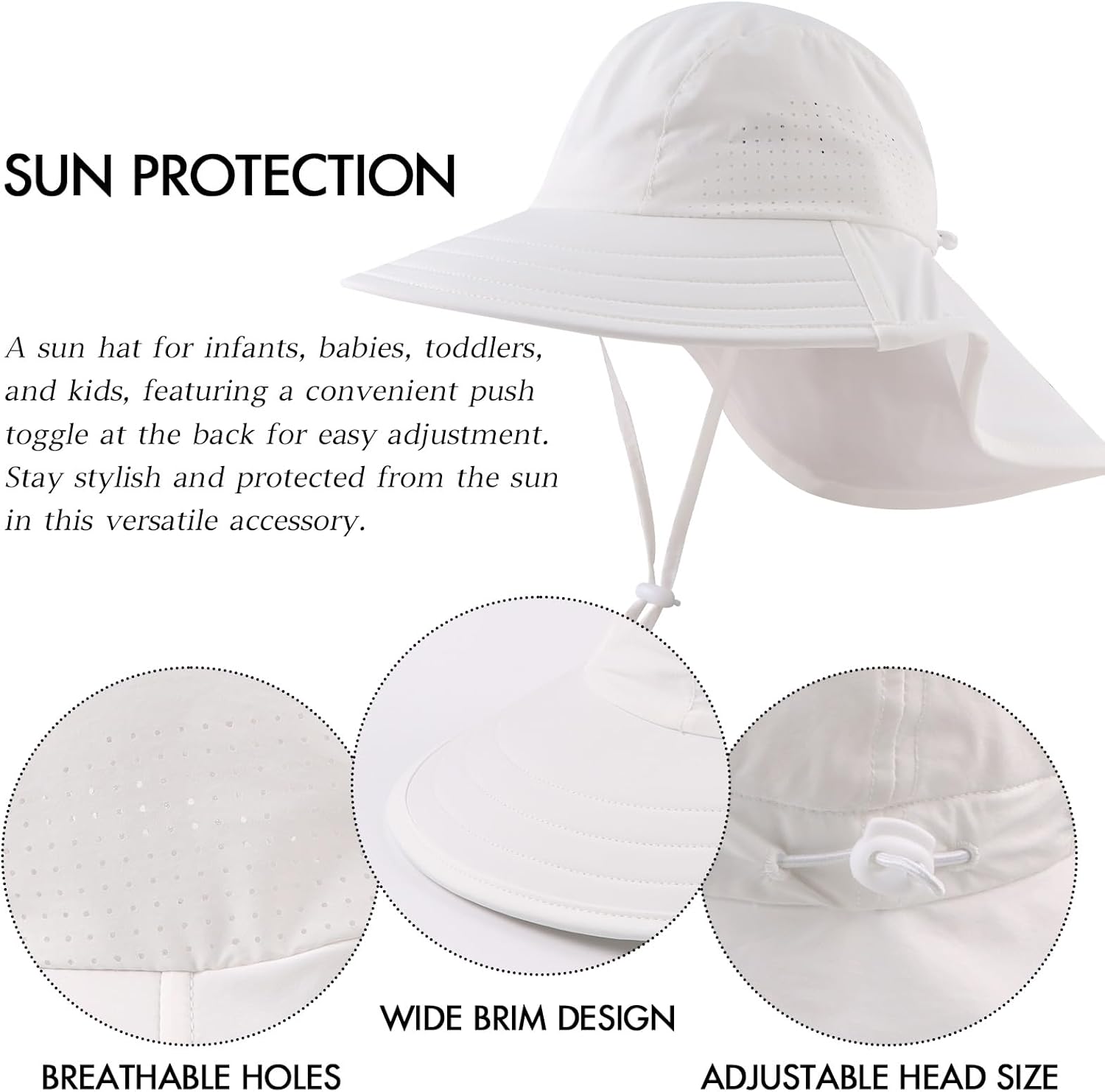 JANGANNSA Baby Sun Hat Boys Girls Infant Toddler Bucket Hat Kids Neck Flap Sun Protect Cap Beach - Image 4