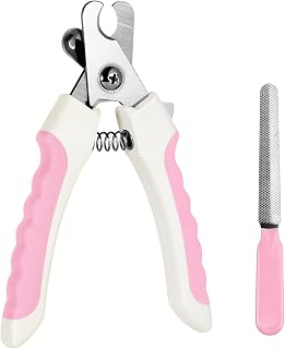 Dog Nail Clippers for Large Breeds - Professional Pet Tool with Quick Sensor, Safety Guard & Nail File(Large Pink White)