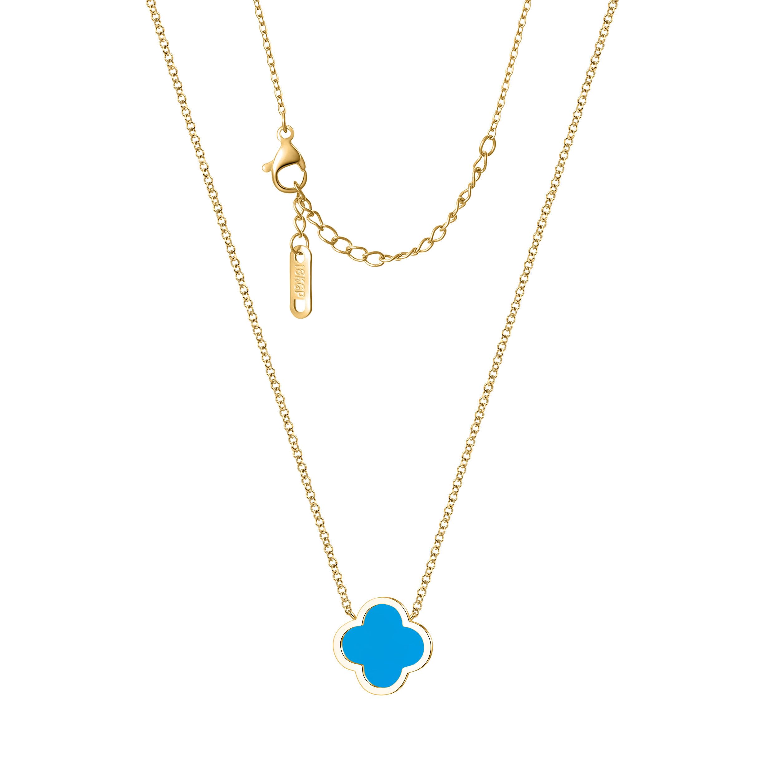 BEAIGUnique Four Leaf Clover Necklace for Women Girl White Black Blue Red Lucky Clover Pendant,18K Gold Plated Jewelry Christmas Valentine's Day Gifts