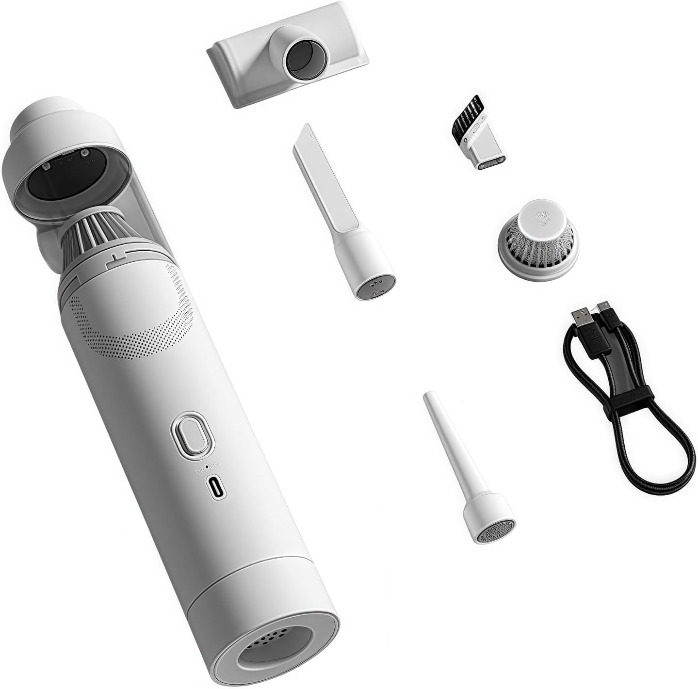 Slim V8 Mate Cordless Car Vacuum High Power 19000PA 2 Suction Modes Lightweight Portable at 1.2 lbs, USB Charge, Mini Handheld Vacuum Cleaner with Multi Accessories for Car Home Pet (White)