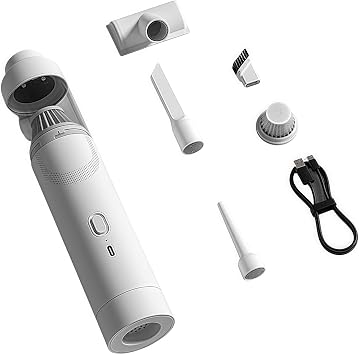 Slim V8 Mate Cordless Car Vacuum High Power 19000PA 2 Suction Modes Lightweight Portable at 1.2 lbs, USB Charge, Mini Handheld Vacuum Cleaner with Multi Accessories for Car Home Pet White