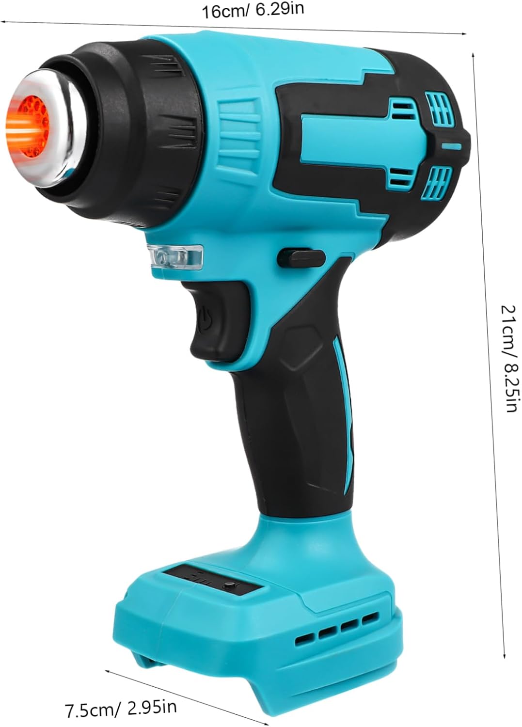 Angoily 18v Wireless Hot Air Blower Portable Heated Wind Nozzles Electric Heater for Car Heat Gun for Shrink Tubing Cordless Heater