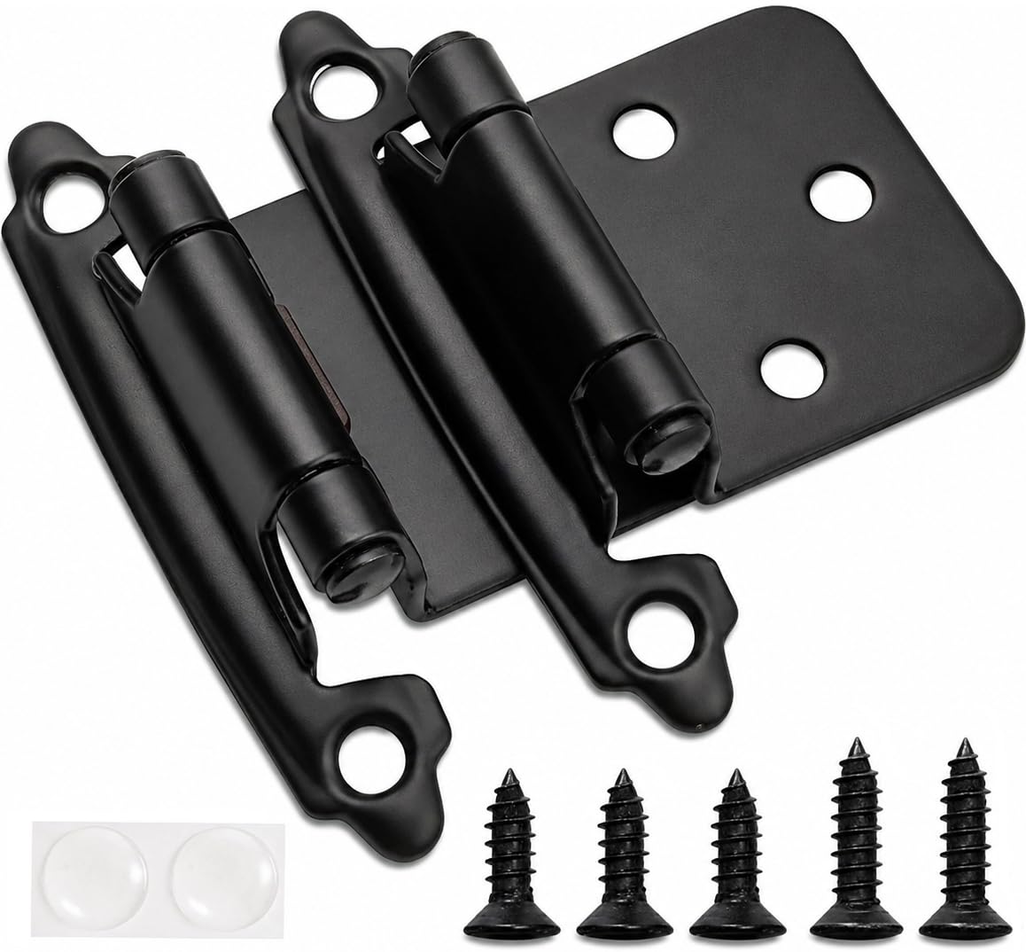 DecoBasics 1/2" Overlay Matte Black Cabinet Hinges