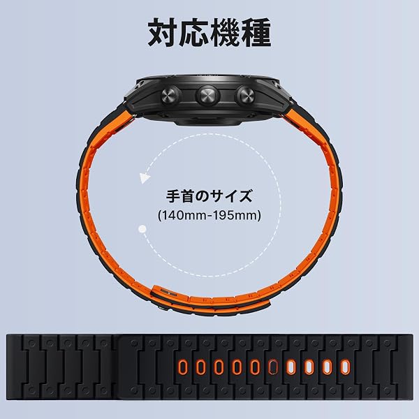 [Bandletic]ガーミン バンド-22mm マグネット式 シリコン バンド 軽量 通気 2色デザイ Fenix 8 47mm/8 Pro/7/Forerunner 970/965/955/945 Approach S70 47mm/S62/S60/Instinct 3 45mm/2/Quatix 8/7/6/5/Epix Pro 2など対応 - 5