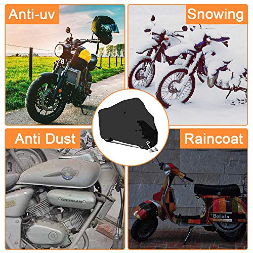 Cymax 190T Housse Protection pour Moto,Couverture Imperméable en Polyester Résistant aux déjections d'oiseaux, à l'eau, à la Poussière/Neige/Pluie, au Vent, UV - Image 7