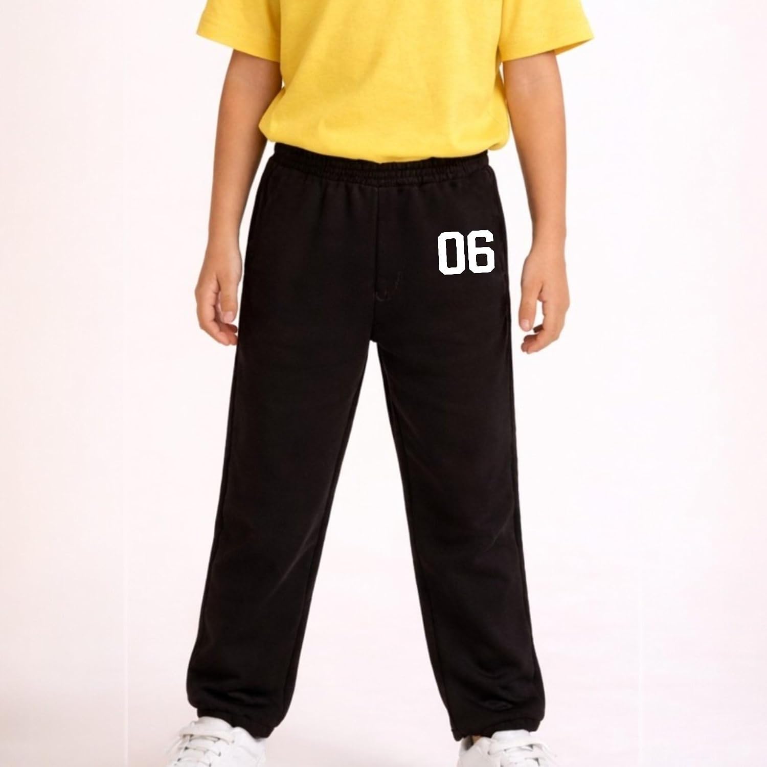 Boys Track Pant Cotton Blend Printed Black 6 (Pack of 1)