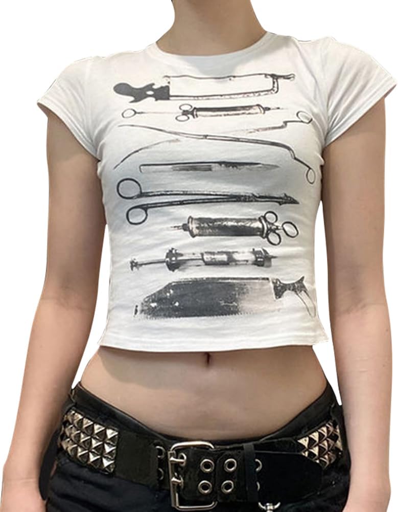 WoxlicaE Girl Clothing Graphic Print Summer Crop Top for Teen Girls