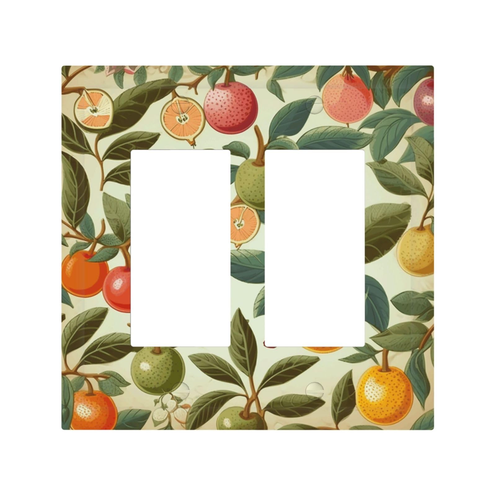 2-Gang Decorator Wall Plate Plants and Fruits Light Switch Cover Double Toggle Receptacle Wall Plate Mid Size 4.9" x 5" Wallplate Unbreakable Polycarbonate Outlet Faceplates Covers