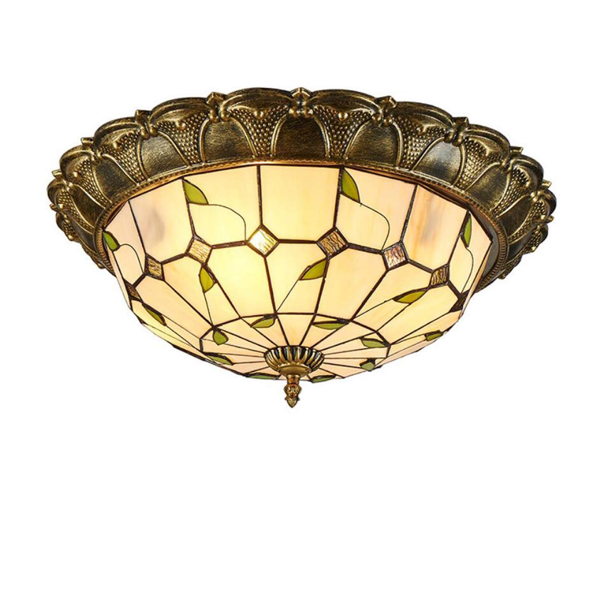 GDLight Vintage Tiffany-Art-LED-Deckenleuchten Pastoral Flush Mount Deckenlampe Minimalism Stained Glass Ceiling-Beleuchtungskörper für Schlafzimmer Wohnzimmer Cafe,Warmlight,52cm