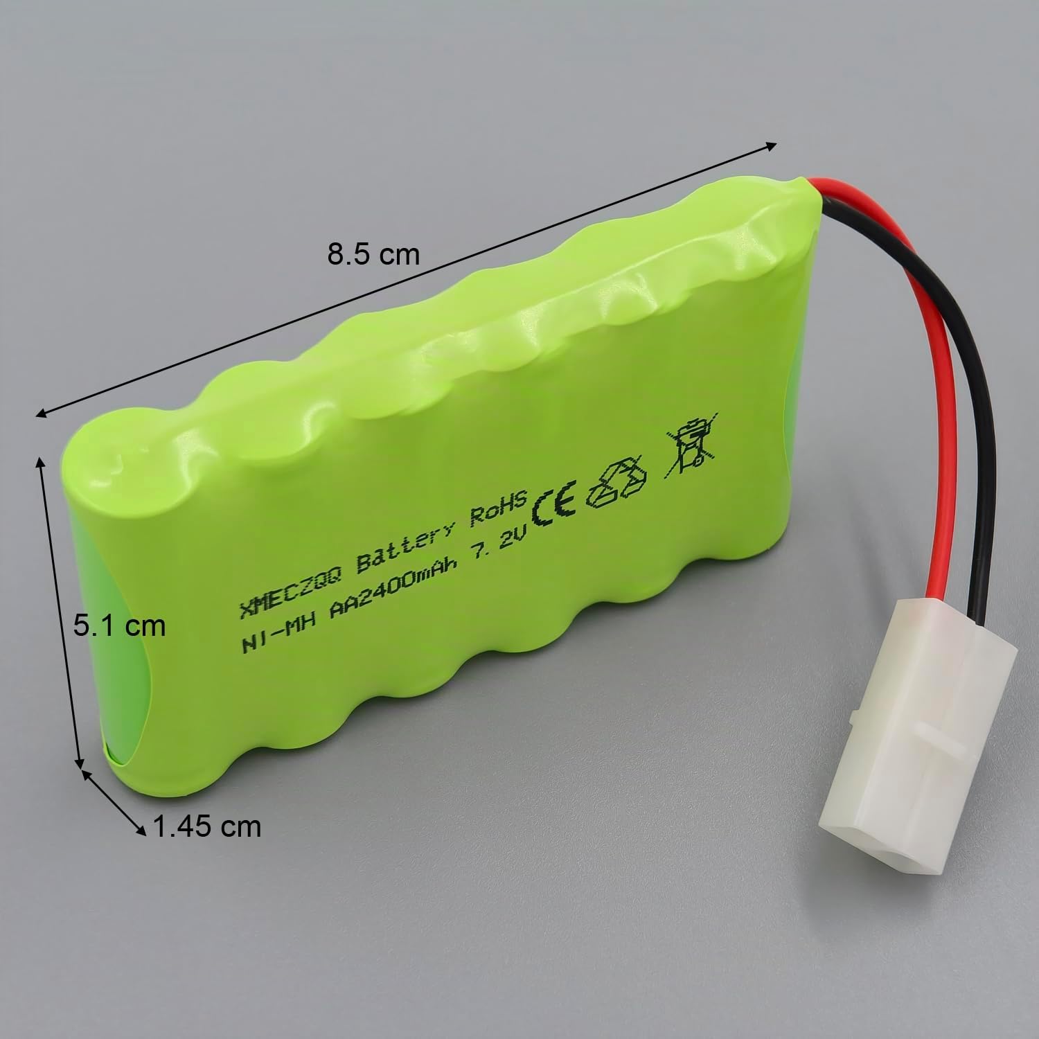 Batería NiMH de 7,2 V 2400 mAh, 2 Baterías de Repuesto con Enchufe KET, Adecuado para Electrodomésticos y Juguetes de Control Remoto como Coches, Excavadoras y Barcos