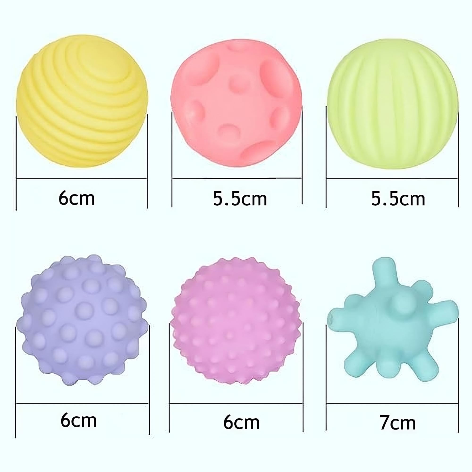 Kidology Montessori Sensory Silicone Ball Set for Toddlers Multicolor & Bright Handing Catching Balls, Toys for Babies 10+ Months, Soft Stress Relief Toys for Boys Girls Set of 6 (Pastel) - Image 3 thumbnail