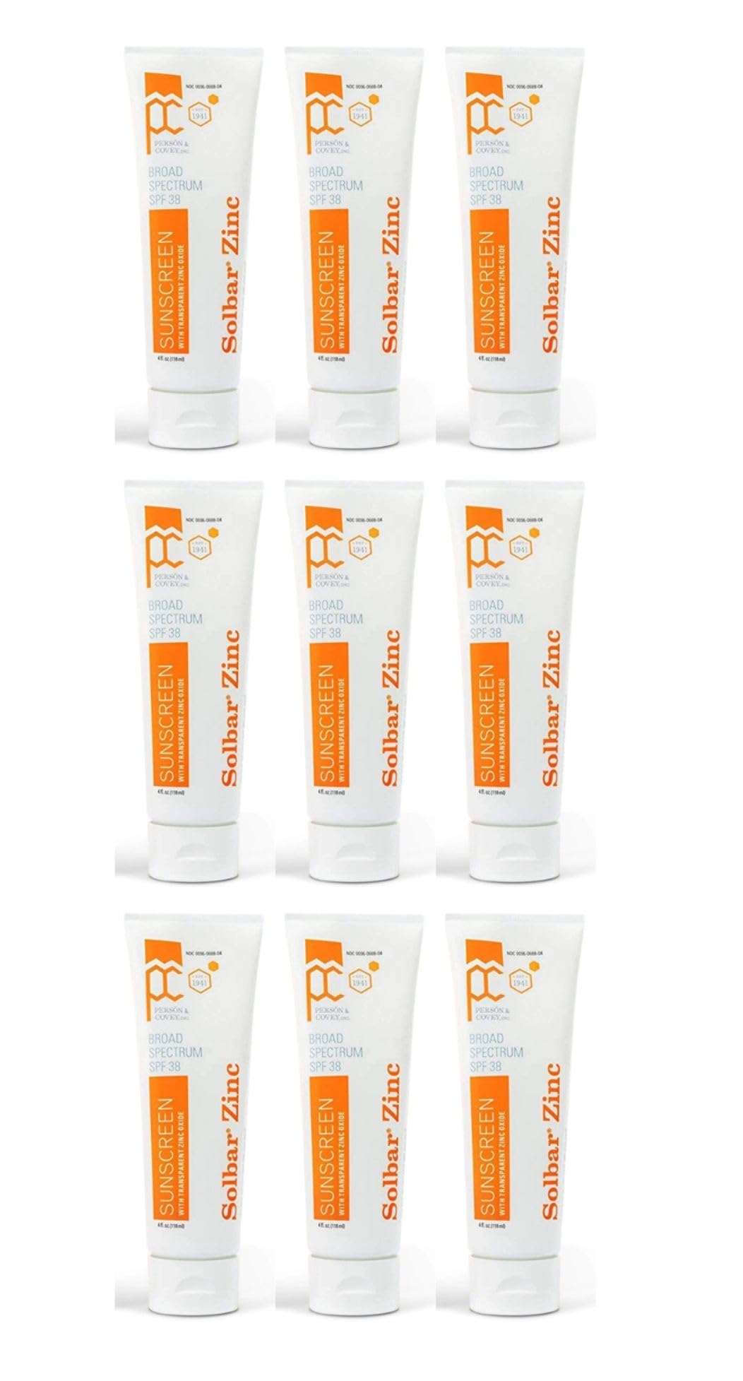 Solbar Zinc Sunscreen SPF 38, 4 OZ (Pack of 9)