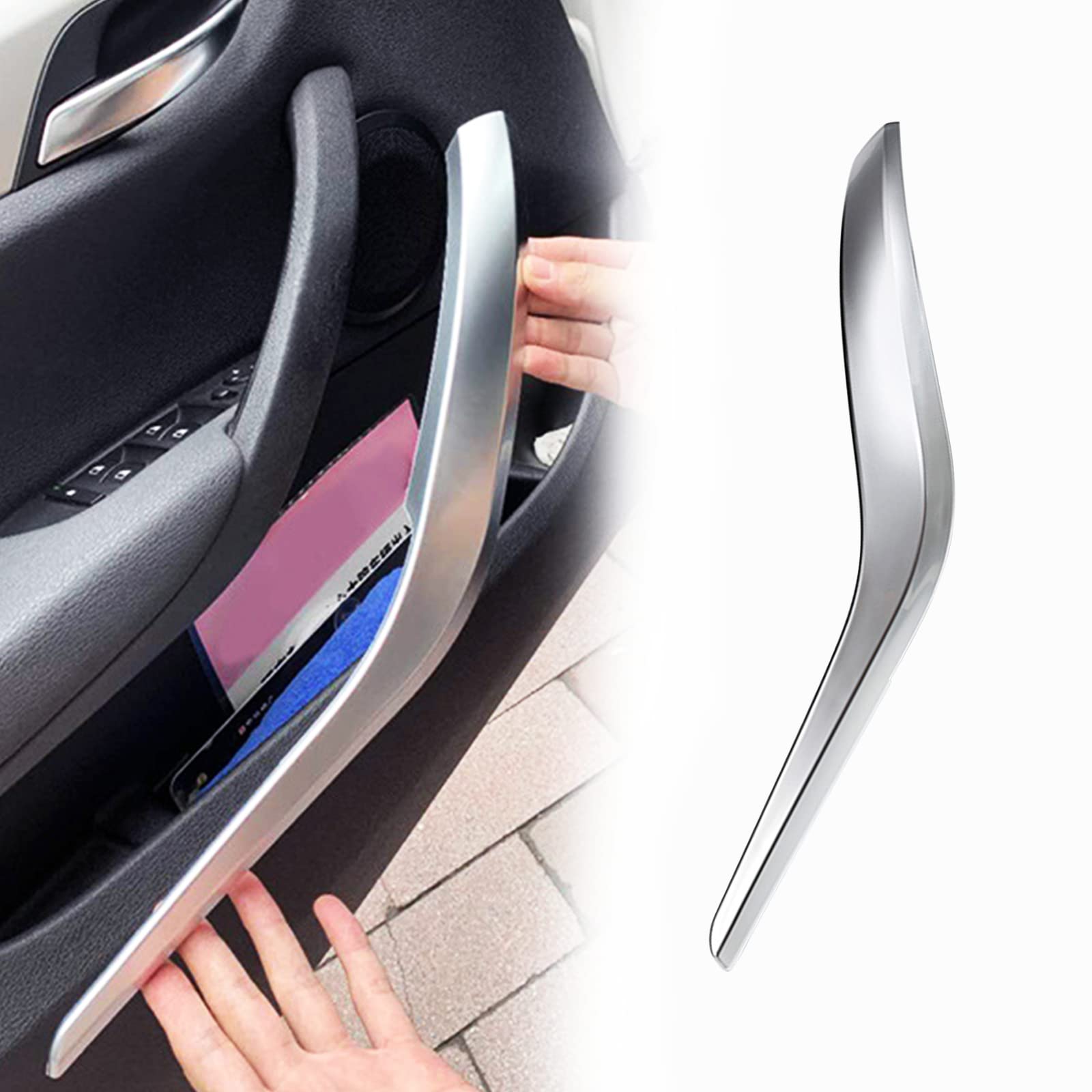 Copertura della maniglia della porta interna per BMW E84, staffa del bracciolo della porta Maniglia della maniglia della porta per BMW X1 2008-2015 (argento)