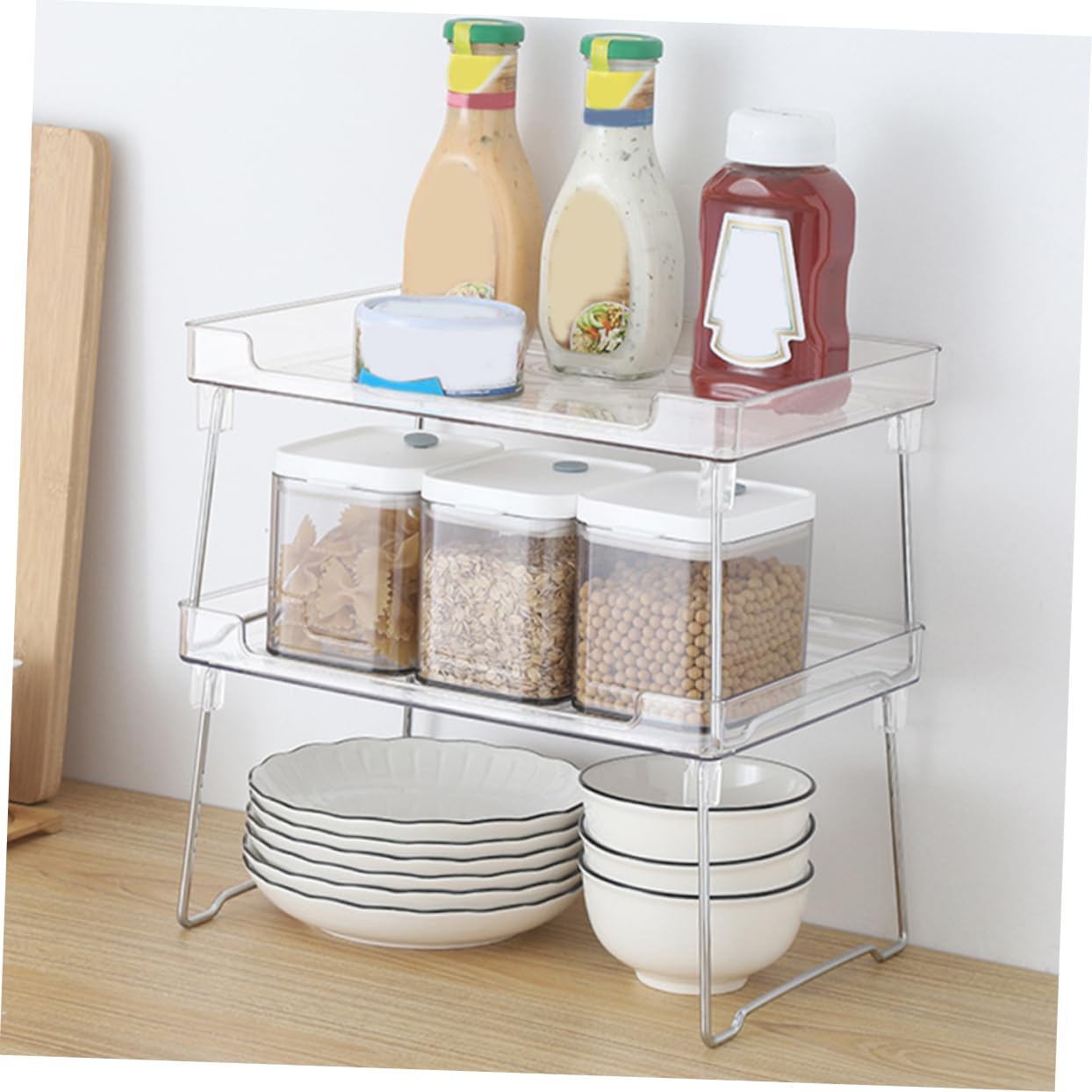 DOITOOL 2pièces Étagères à Épices Transparentes Organisateur De Rangement Pour Cuisine Salle De Bain Et Bureau Support De Comptoir Empilable Et