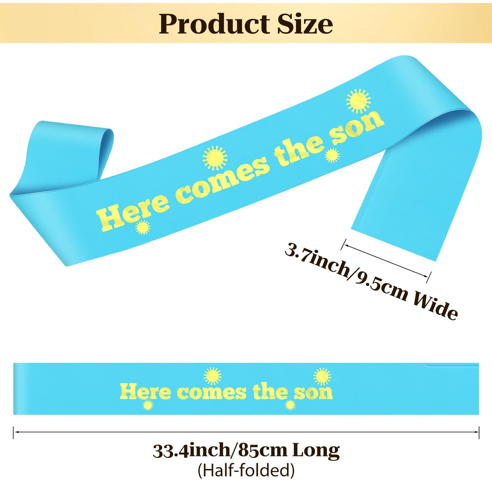 Baby Shower Decorations for Women Men Baby Shower Sash for Mum Dad Gender Reveal Decorations for Boys Blue Satin Sash with Gold Lettering Gender Reveals Party Favors New Dad Mom Gift - Image 2