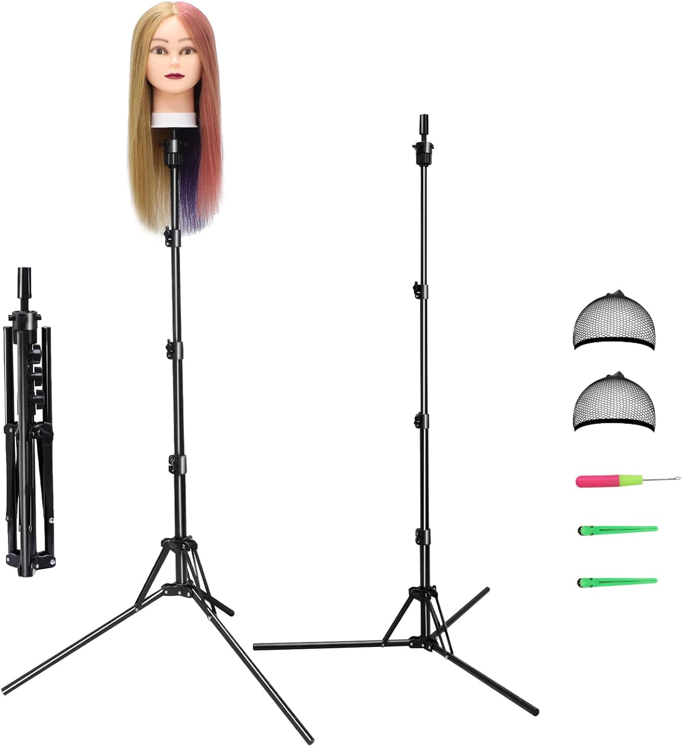 Training Head Stand, Upgrade Foldable Wig Stand Tripod for Cosmetology