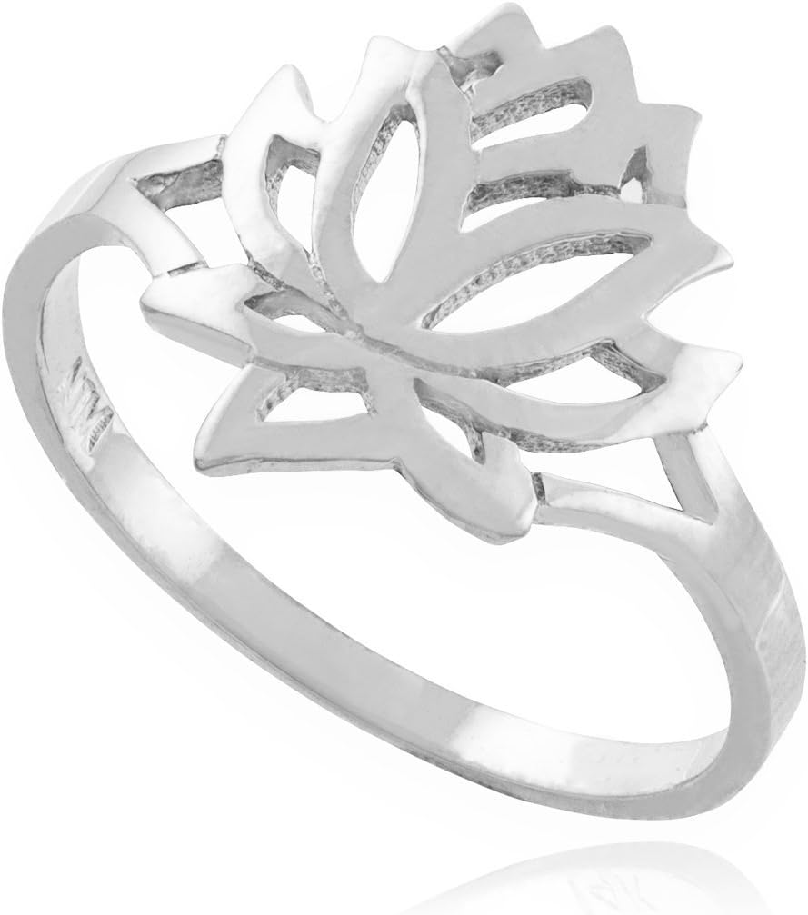 Dainty 925 Sterling Silver High Polish Open Lotus Flower Ring