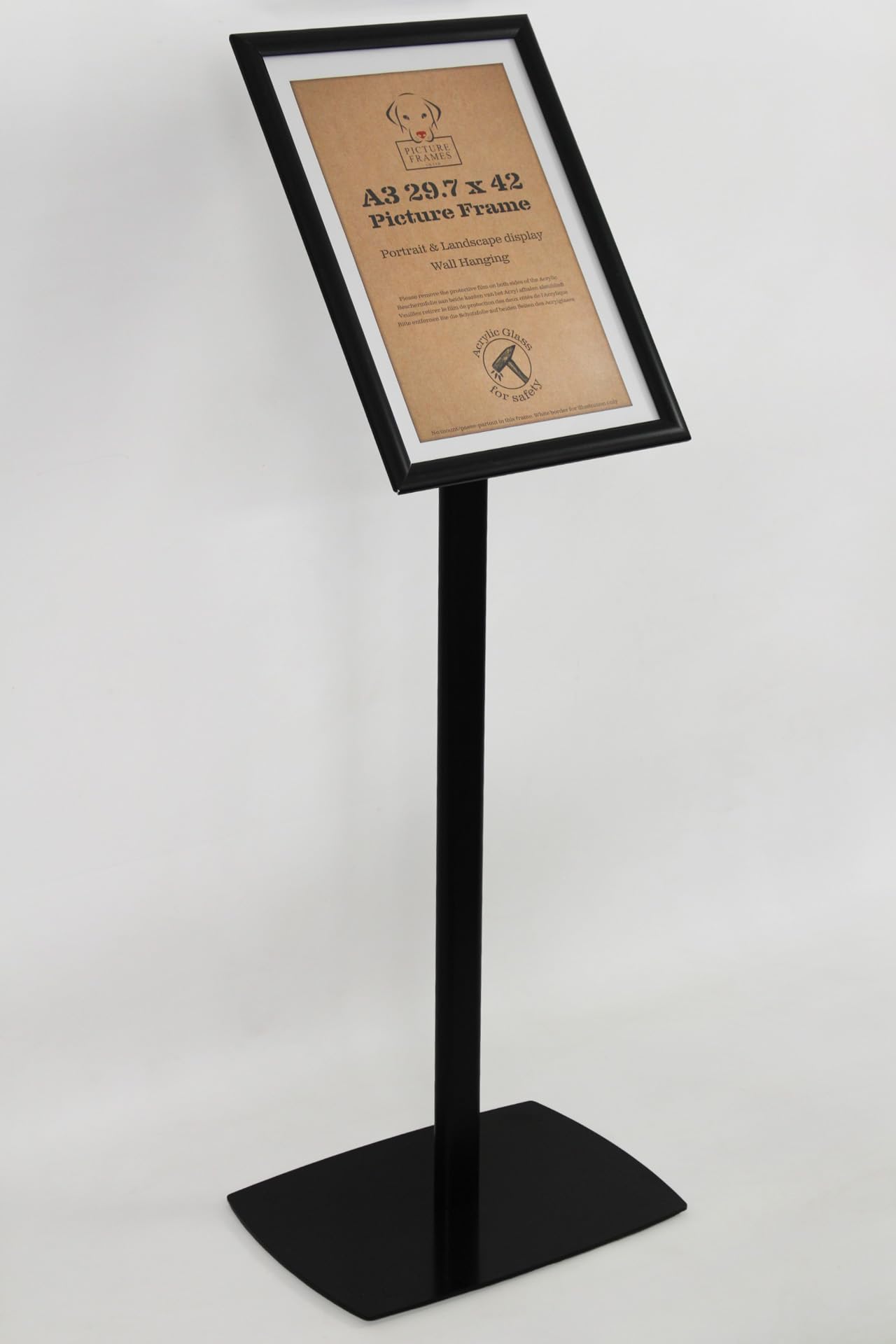 Soporte Informativo A3 Negro - Expositor de Pie de Aluminio con Marco Giratorio - Cartelera Vertical y Horizontal para Presentaciones - Tamaño 420 x 297 mm
