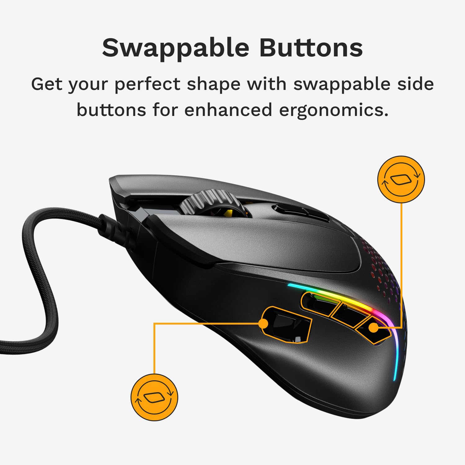 GLORIOUS Gaming - Model I 2 Wired Gaming Mouse: 9 Tasti programmabili (2 scamb.), superleggero 66 g, sensore Ottico 26.000, Switch da 80 Milioni di clic, MMO/MOBA/sparatutto, Nero