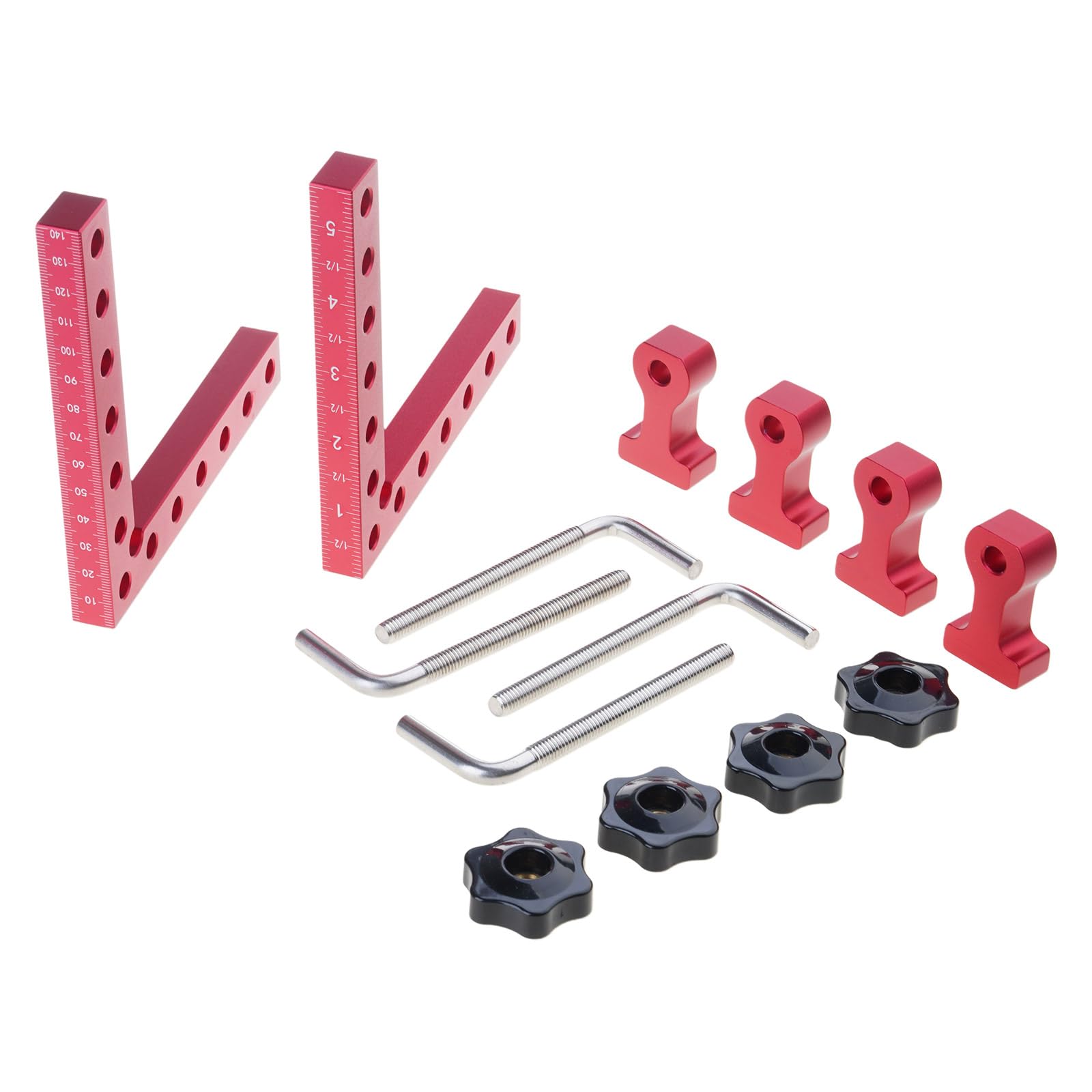 of 6 Aluminum Alloy 90 Degree Positioning Squares Right Angles Clamps for Woodworking and Carpentry Projects Drawer Construction Clamp