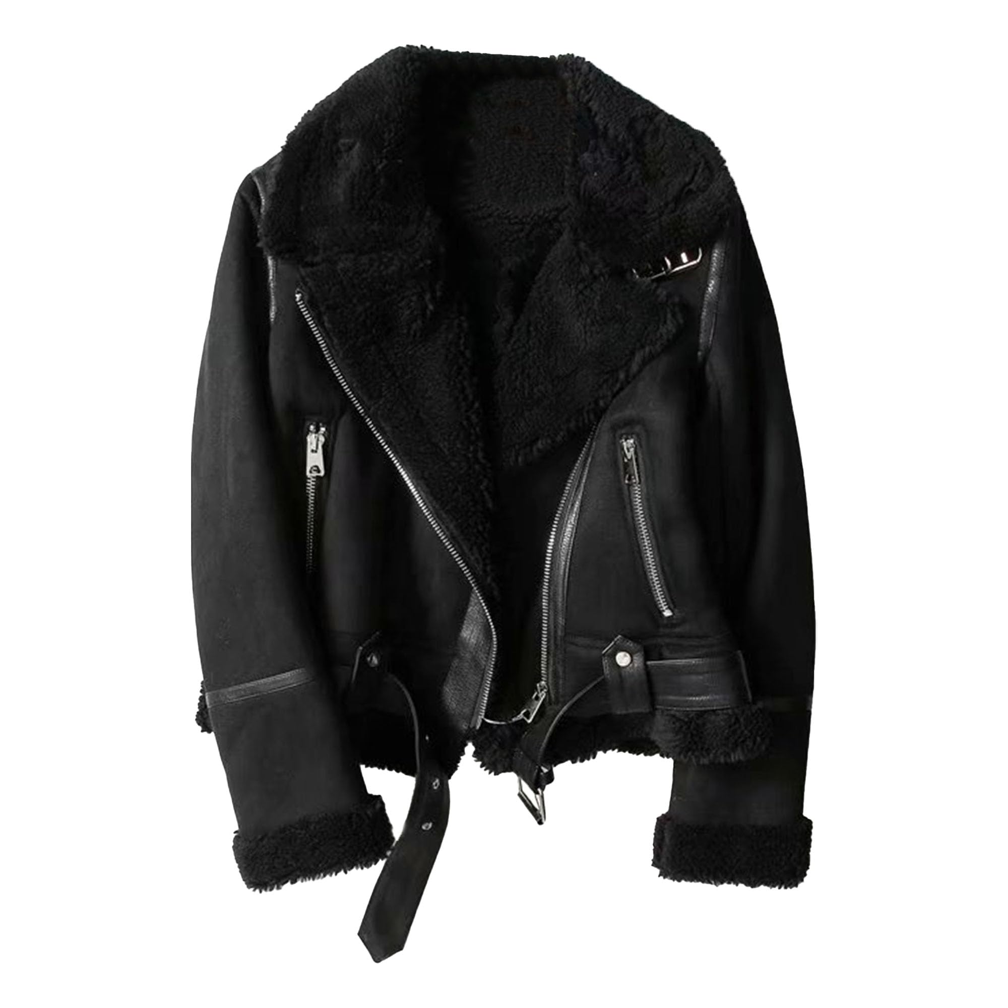 Veste en cuir surdimensionnée pour femme, veste d'hiver zippée à manches longues, tendance en similicuir, manteau d'extérieur élégant