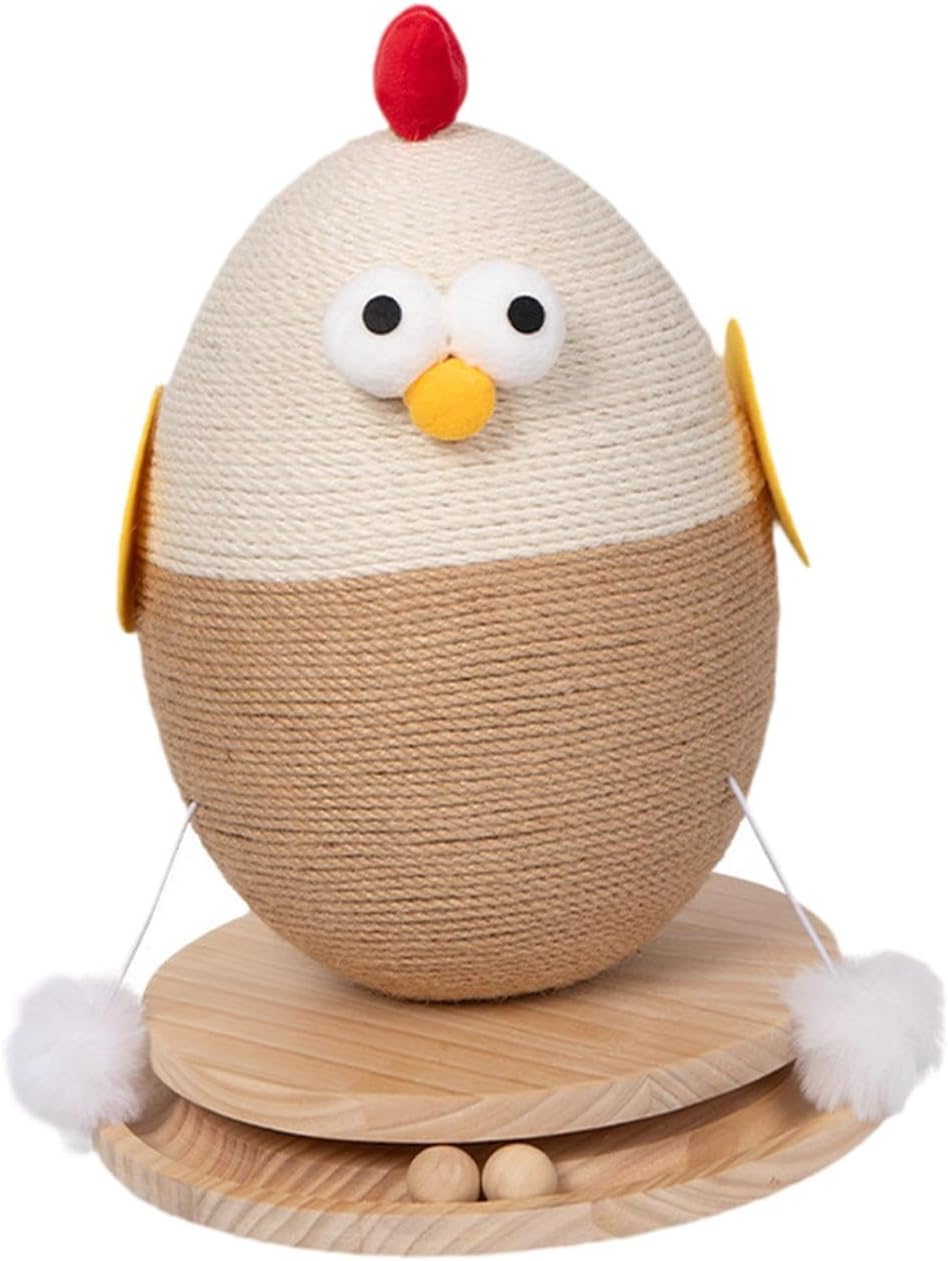Chick Sisal Scratcher Post Training Accessories Funny for Good Behavior Stable Wooden Base Playing Interaction Grinding Claws