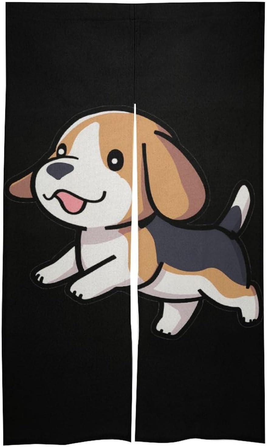 Running Beagle Dog Doorway Curtain Insulated Room Divider Drapes | white linen,privacy curtains