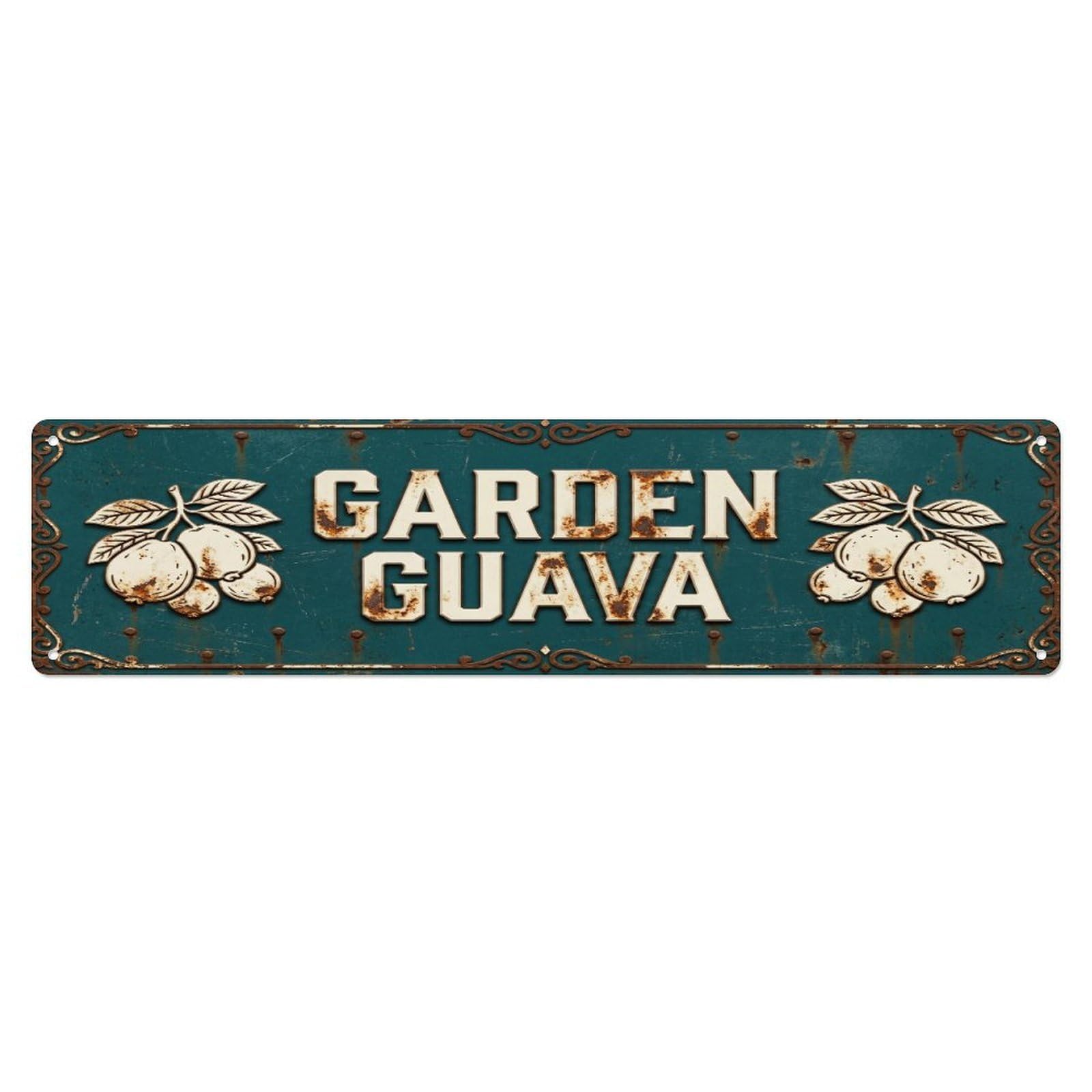 Metal Tin Sign GARDEN GUAVA Vintage Fruit Rustic Farmhouse
