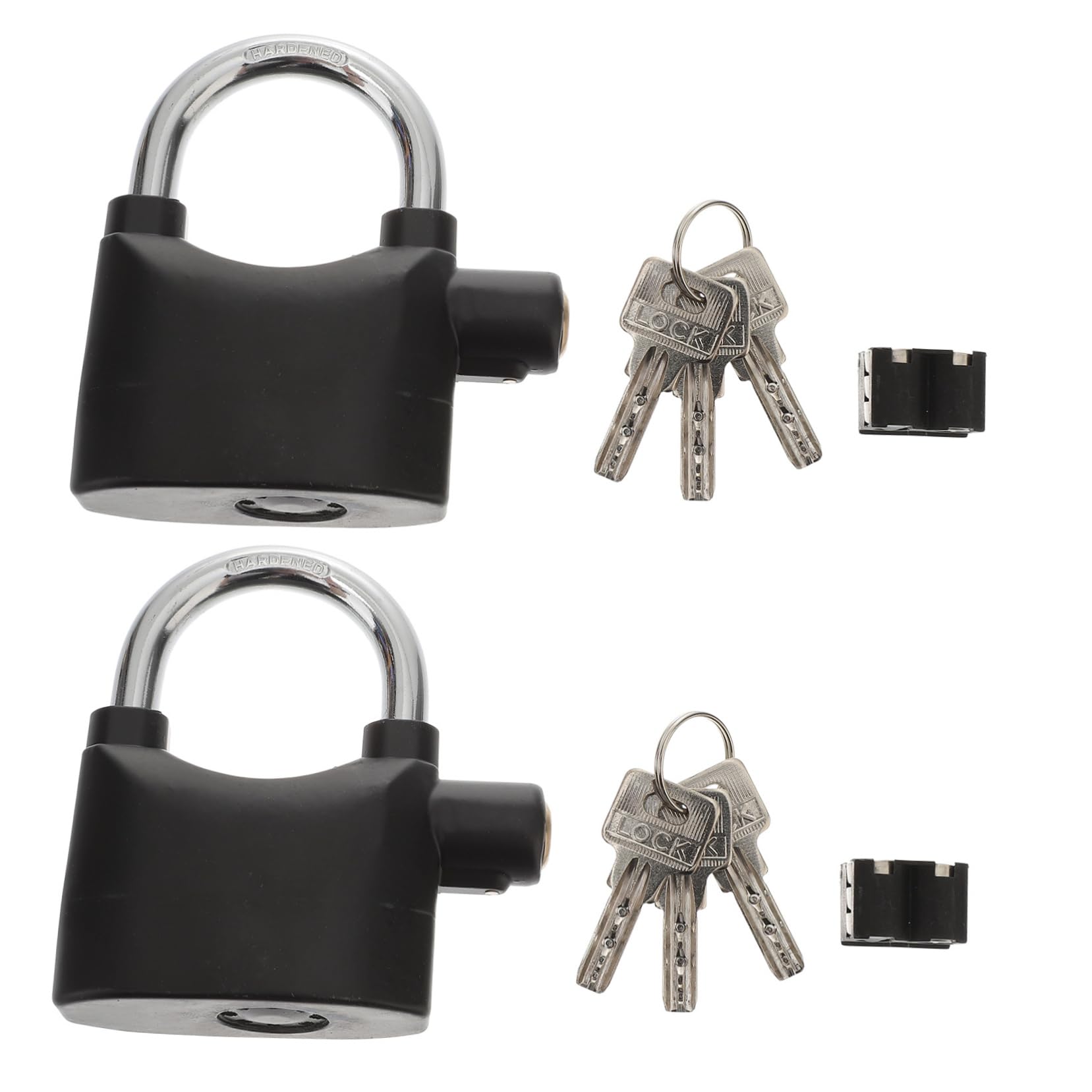 Kisangel Lot de 2 cadenas d'alarme de sécurité en U pour vélo avec clés et piles - Résistants à décibels - Pour portes de motos, portails et fenêtres - Noir