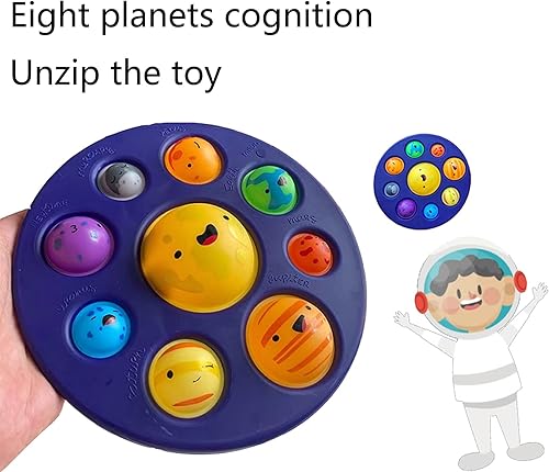 Miniatura 2 de Juguetes sensoriales para ansiedad del sistema solar, juguete sensorial de burbujas para presionar y reventar, juguete de silicona para aliviar el