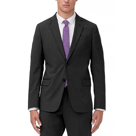 Armani Exchange Mens Slim Fit Wool Micro Stripe Suit Jacket 46 Regular Charcoal