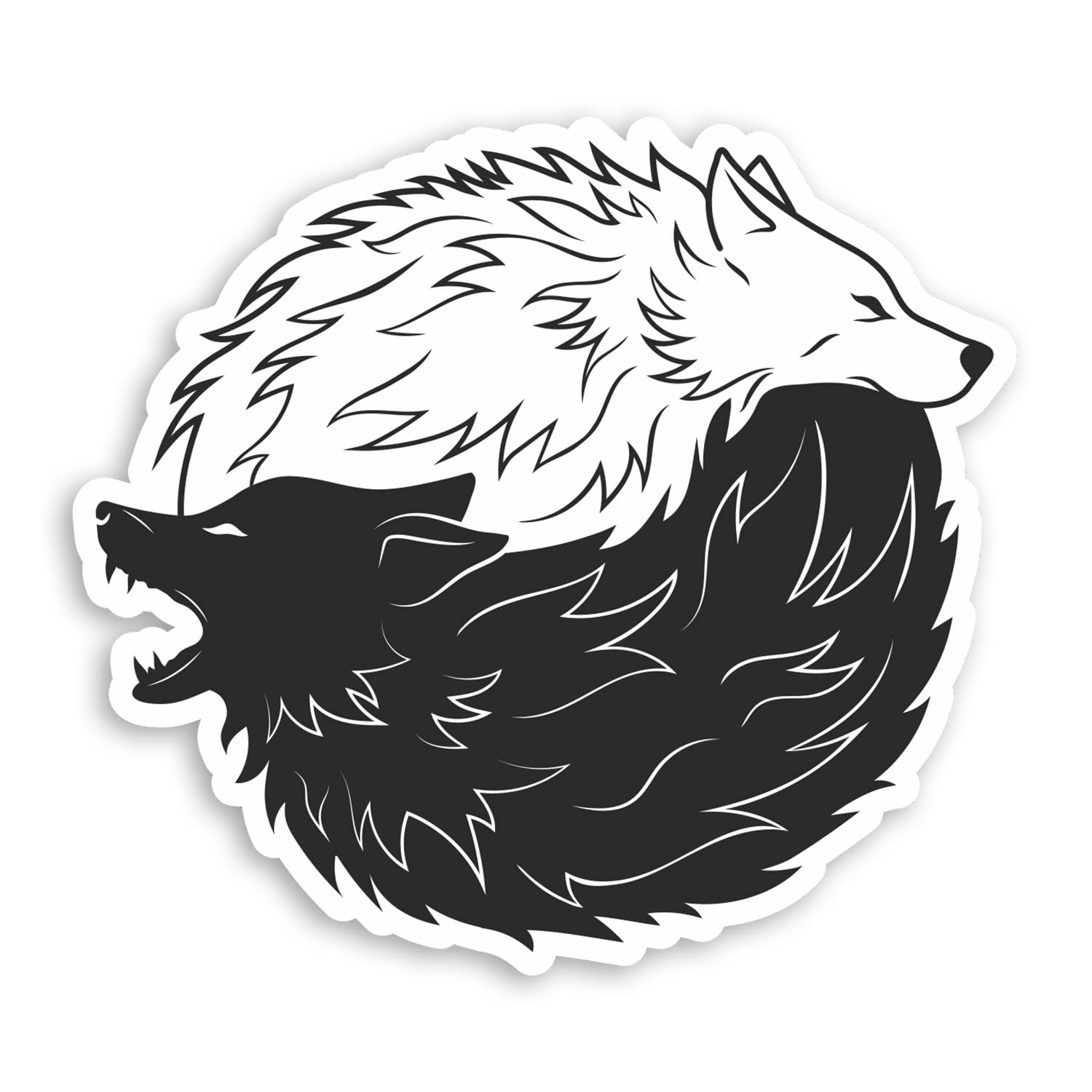2 x 10cm Yin Yang Wolves Vinyl Stickers - Wild Wolf Dog Decal Sticker #70637