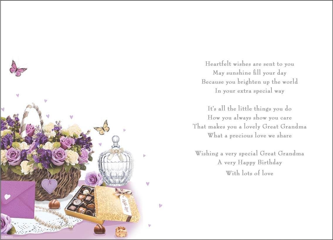 Personalsed Great Grandma Brthday Card Floral Ranbow And Butterfles