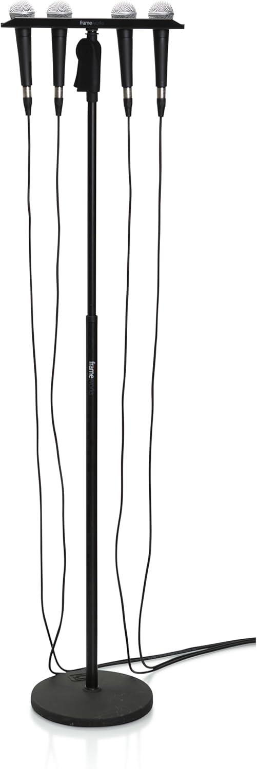 Gator Frameworks Multi Holder Stand Attachment Holdsup to (4) Microphones Wired or Wireless (GFW-MIC-4TRAY)