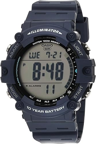 Miniatura 6 de Casio Illuminator AE1500WH Series Batería de 10 años Retroiluminación LED 5 alarmas Cronómetro de 1/100 segundos Reloj digital para hombre