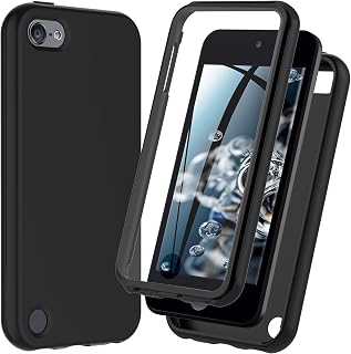 Hensinple Funda para iPod Touch de 7ª/6ª/5ª generación, para iPod Touch, Silicona a Prueba de Golpes [con Protector de Pantalla Integrado], Funda Resistente de Cuerpo Completo (Negro)