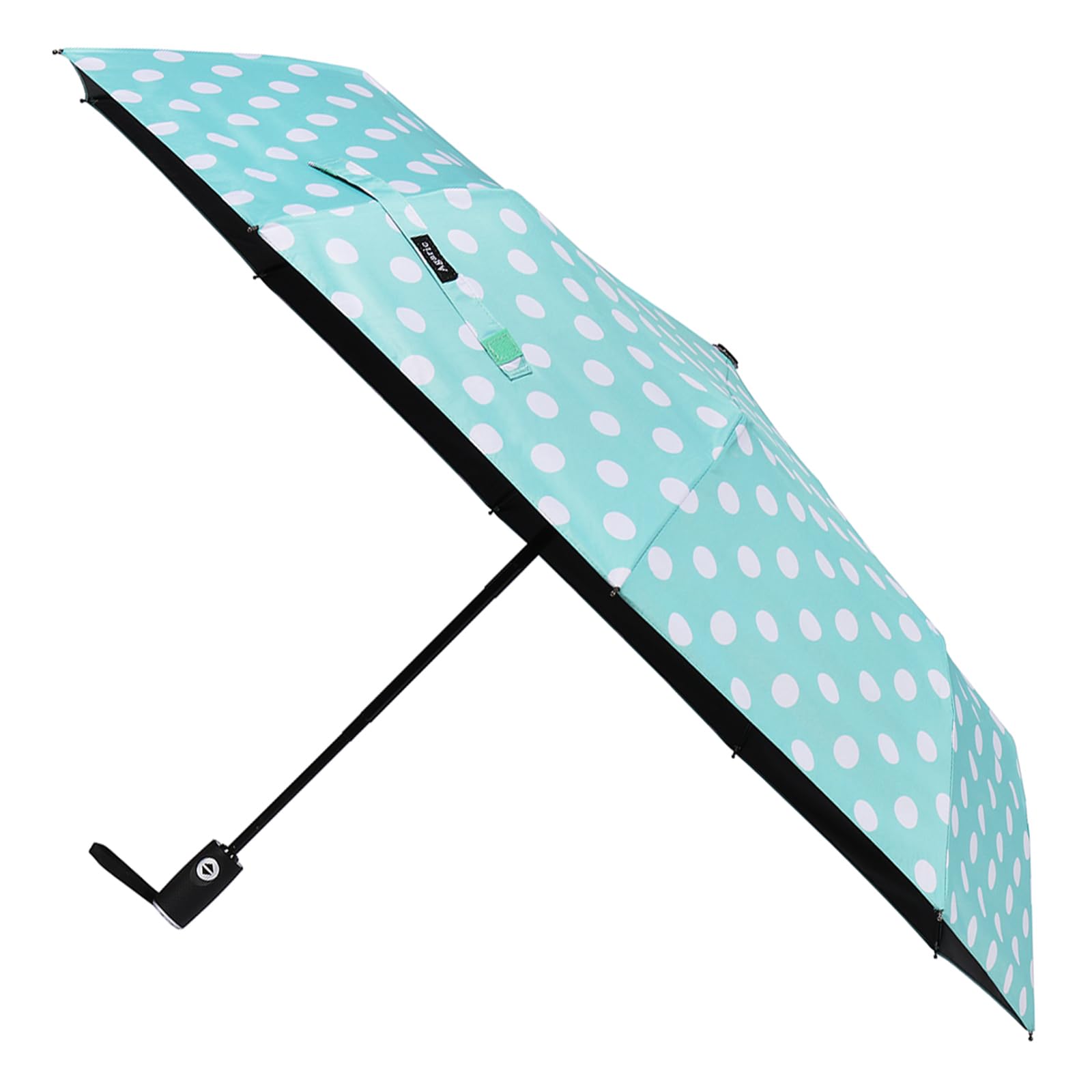 Agaric Cute Polka Dots Large Travel Umbrella for Rain & Sun, 46” UV Protection Auto Open Close Waterproof Folding Umbrella Windproof Compact Umbrella