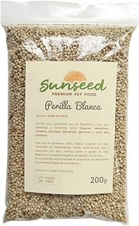 Perilla Blanca, alimento para Aves granivoras Canarios, jilgueros, gorriones Sunseed 200g